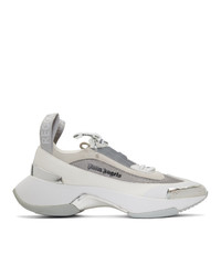 Palm Angels White And Silver Recovery Lace Up Sneakers