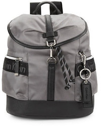 Calvin Klein Faux Leather Accented Nylon Backpack