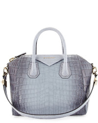 Givenchy Antigona Small Crocodile Bag Gray