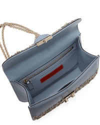 Valentino Crystal Small Lock Shoulder Bag Ruby Gray