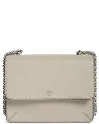 Tory Burch Robinson Convertible Leather Shoulder Bag Grey