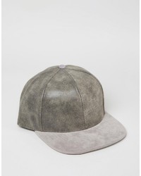 Asos Brand Snapback Cap In Faux Leather