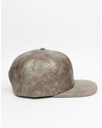 Asos Brand Snapback With Snakeskin Effect And Contrast Peak