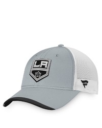 FANATICS Branded Graywhite Los Angeles Kings Authentic Pro Locker Room Alternate Logo Trucker Snapback Hat