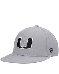 Top of the World Gray Miami Hurricanes Fitted Hat