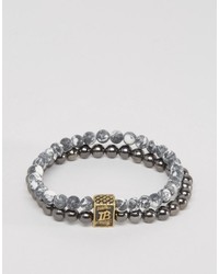Icon Brand Beaded Bracelet In Gray