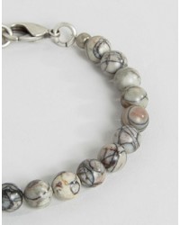 Seven London Marble Effect Beaded Bracelet In Graywhite
