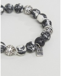 Icon Brand Marbled Beaded Silver Chain Bracelets In 2 Pack