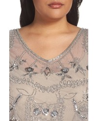 Adrianna Papell Plus Size Beaded Mesh Blouson Gown