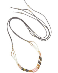 Nakamol Long Beaded Leather Crystal Wrap Necklace