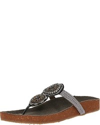 Grey Beaded Thong Sandals