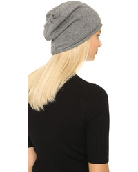 1717 Olive Cashmere Rolled Cuff Slouch Beanie Hat