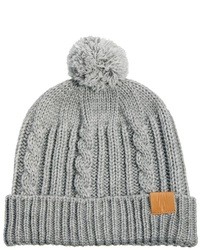 Asos Fisherman Beanie Hat With Bobble In Wool Blend Grey