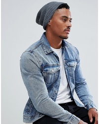 ASOS DESIGN Asos Slouchy Beanie In Grey Recycled Polyester