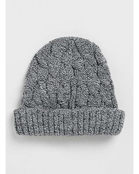 Topman Black And White Cable Mini Roll Beanie