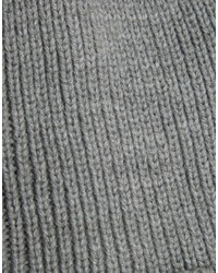Asos Brand Beanie With Back Turn Up In Gray