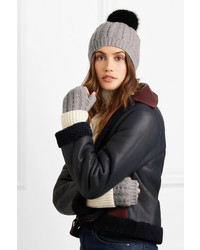 Portolano Cable Knit Cashmere Beanie And Fingerless Gloves Set