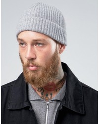 Asos Cashmere Beanie In Gray