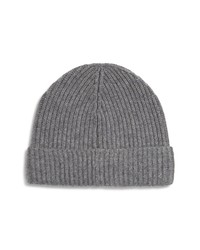 Andrew Stewart Cashmere Ribbed Beanie In 020gry At Nordstrom