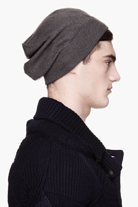 Maison Martin Margiela Charcoal Grey Cashmere Knit Beanie, $295