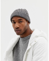 ASOS DESIGN Fisherman Beanie In Grey Cable Knit