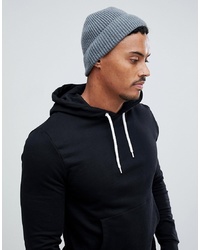ASOS DESIGN Fisherman Beanie In Grey Recycled Polyester