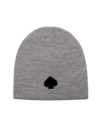 kate spade new york Flocked Spade Beanie In Heather Gray At Nordstrom