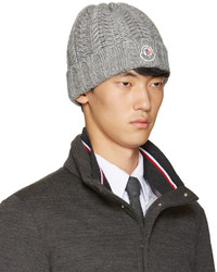 Moncler Grey Cable Knit Beanie