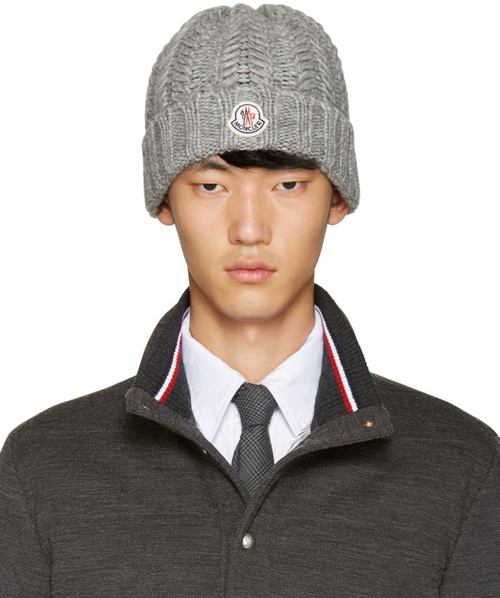 Moncler Grey Cable Knit Beanie, $210 