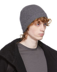 Sunspel Grey Recycled Cashmere Ribbed Beanie