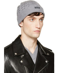 Dolce & Gabbana Grey Wool Cable Knit Beanie