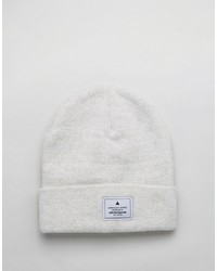 Asos Patch Beanie In Gray Marl