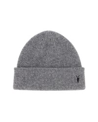 AllSaints Ramskull Embroidered Beanie In Grey Marl At Nordstrom