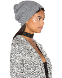 Plush Ribbed Beanie In Gray