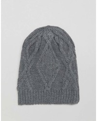 Esprit Slouchy Cable Knit Beanie In Gray