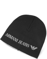 Armani Jeans Solid Wool Blend Beanie Hat