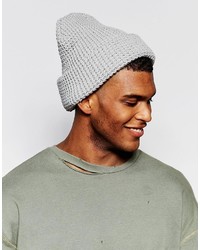 Reclaimed Vintage Waffle Knit Beanie In Gray