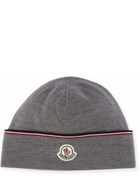 Moncler Wool Striped Logo Beanie Hat