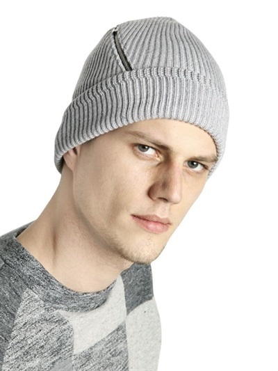 Zip Pocket On Wool Knit Beanie Hat, $225 | LUISAVIAROMA | Lookastic.com