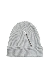 Zip Pocket On Wool Knit Beanie Hat