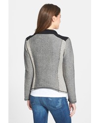 Curio Colorblock Tweed Knit Moto Jacket