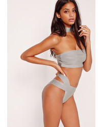 Missguided Choker Neck Bandage Bikini Grey