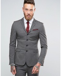 ASOS DESIGN Asos Super Skinny Four Button Suit Jacket In Charcoal