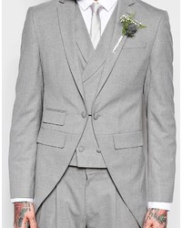 Grey reception wear coat suit in suede - G3-MCO1291 