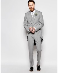 Asos Brand Wedding Skinny Morning Suit Jacket With Tails In Gray