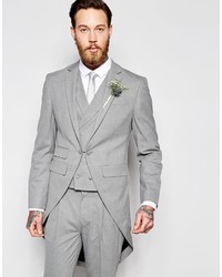 Asos Brand Wedding Skinny Morning Suit Jacket With Tails In Gray