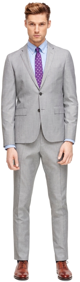 Brooks Brothers Grey Sharkskin Suit Jacket, $448 | Brooks Brothers ...