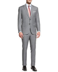 Brioni Colosseo Solid Two Piece Wool Suit Light Gray