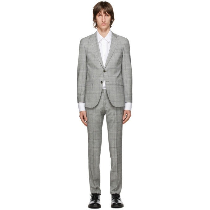 BOSS Grey Checked Novan6 Ben2 Suit, $499 | SSENSE | Lookastic
