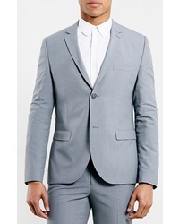 Topman Grey Micro Houndstooth Skinny Fit Suit Jacket